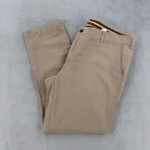 Louis Philippe Trousers Mens 42 Khaki Linen Blend Straight Leg Flat Front Luxury